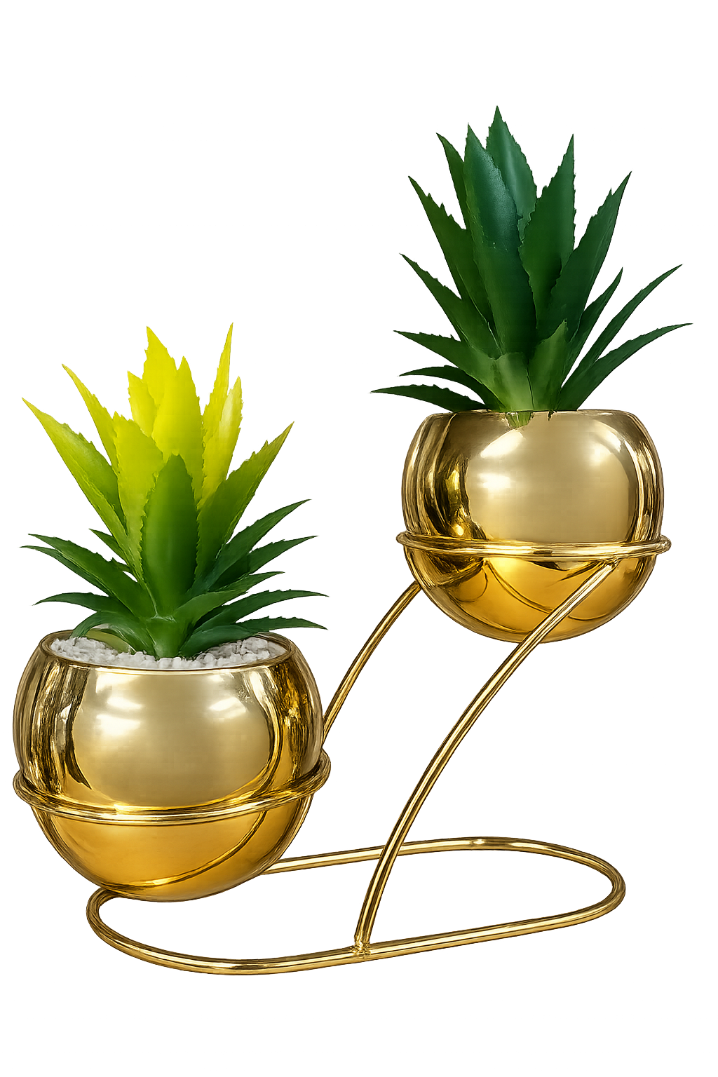 Modern Gold Metal Double Planter Stand – Decorative Dual Flower Pot Holder for Indoor Home & Office Décor
