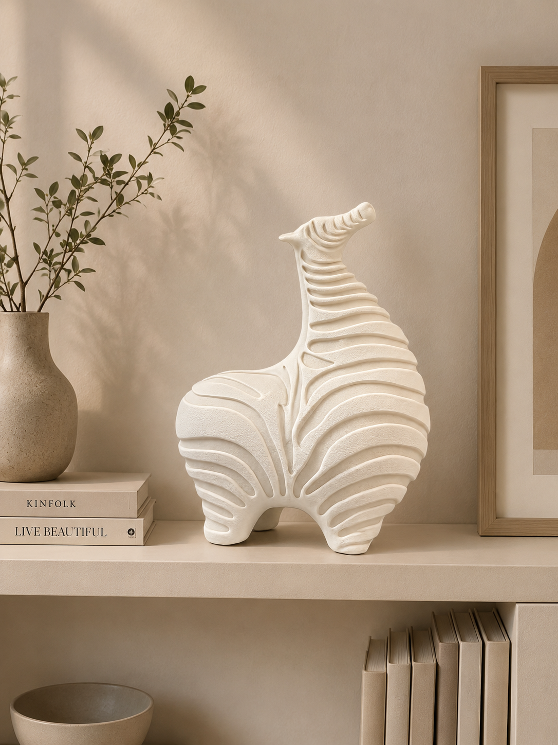 Modern Abstract Zebra Sculpture | Luxury Resin Animal Figurine | Decorative Home Décor Showpiece
