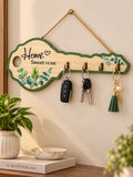 Home Sweet Home Wooden Key Holder – Wall-Mounted Key Organizer & Decorative Wall Décor