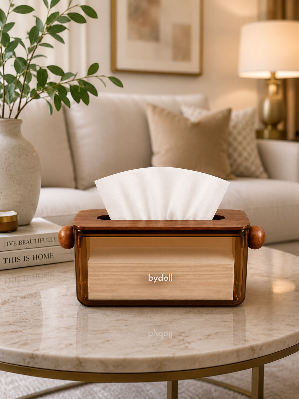 Modern Wooden Tissue Box Holder | Premium Desktop Tissue Organizer for Living Room, Dining Table & Office