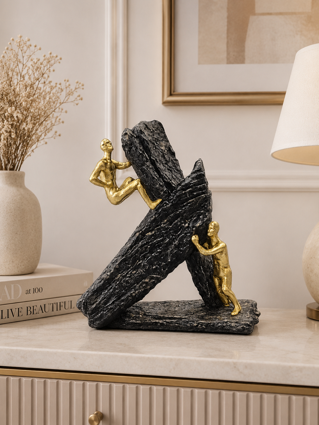 Abstract Rock Climber Resin Sculpture | Modern Luxury Figurine for Home & Office Décor