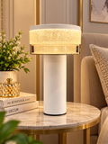 Modern White & Gold LED Table Lamp – Luxury Textured Light