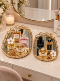 Luxury Gold Oval Mirrored Decorative Tray Set of 2