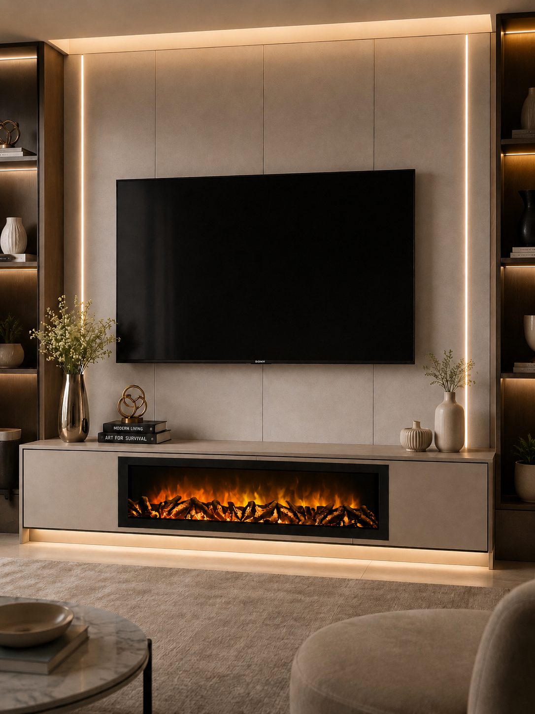 Premium Linear RGB LED Electric Fireplace with Remote Control – 3.3 ft Modern Decorative Fireplace