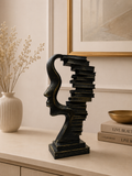 Abstract Face Books Sculpture | Modern Resin Face Statue | Artistic Bookshelf Décor Showpiece