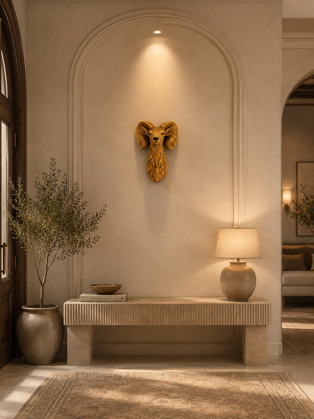 Luxury Ram Head Wall Sculpture – Modern Resin Animal Wall Mount Décor