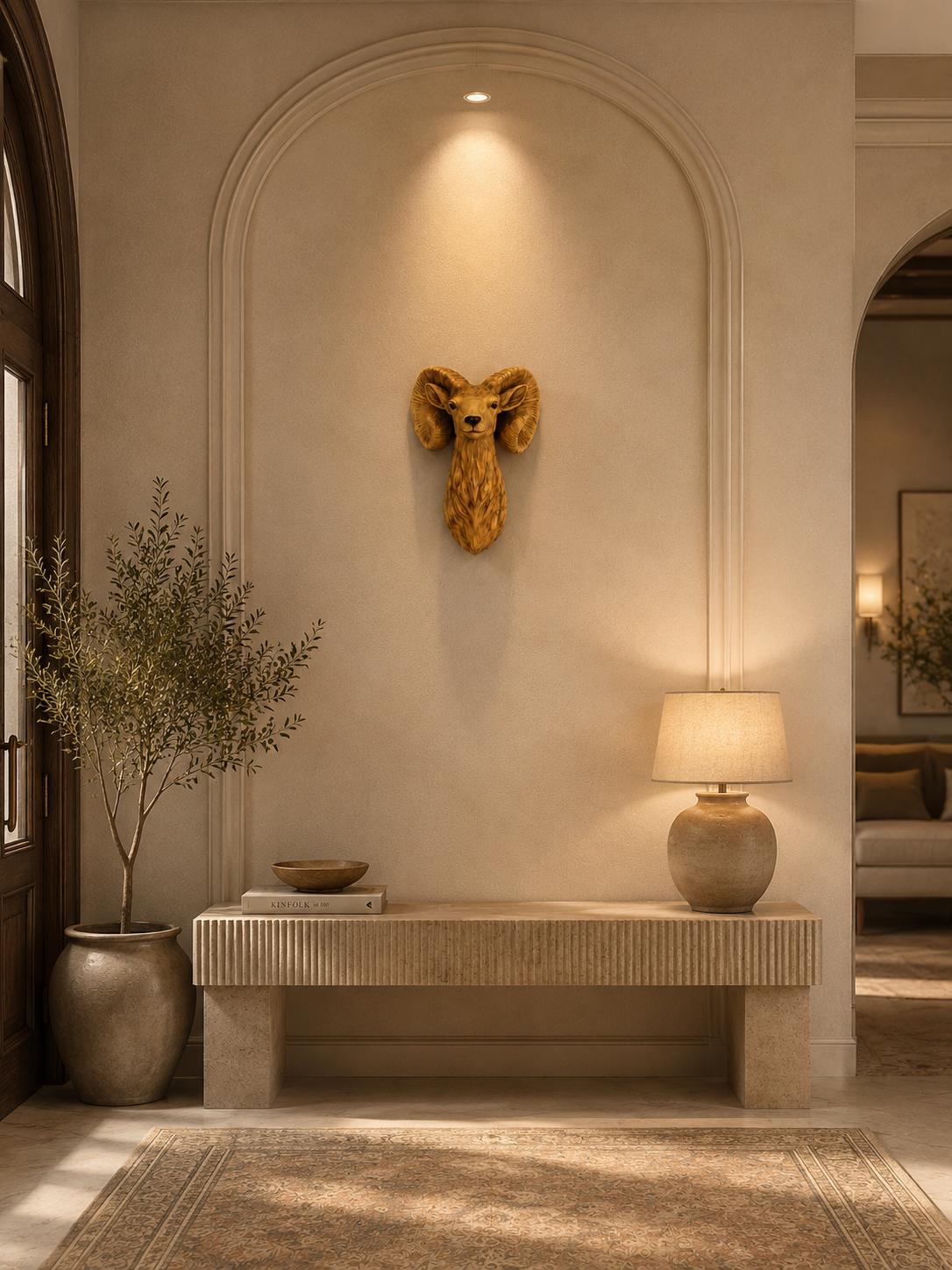 Luxury Ram Head Wall Sculpture – Modern Resin Animal Wall Mount Décor