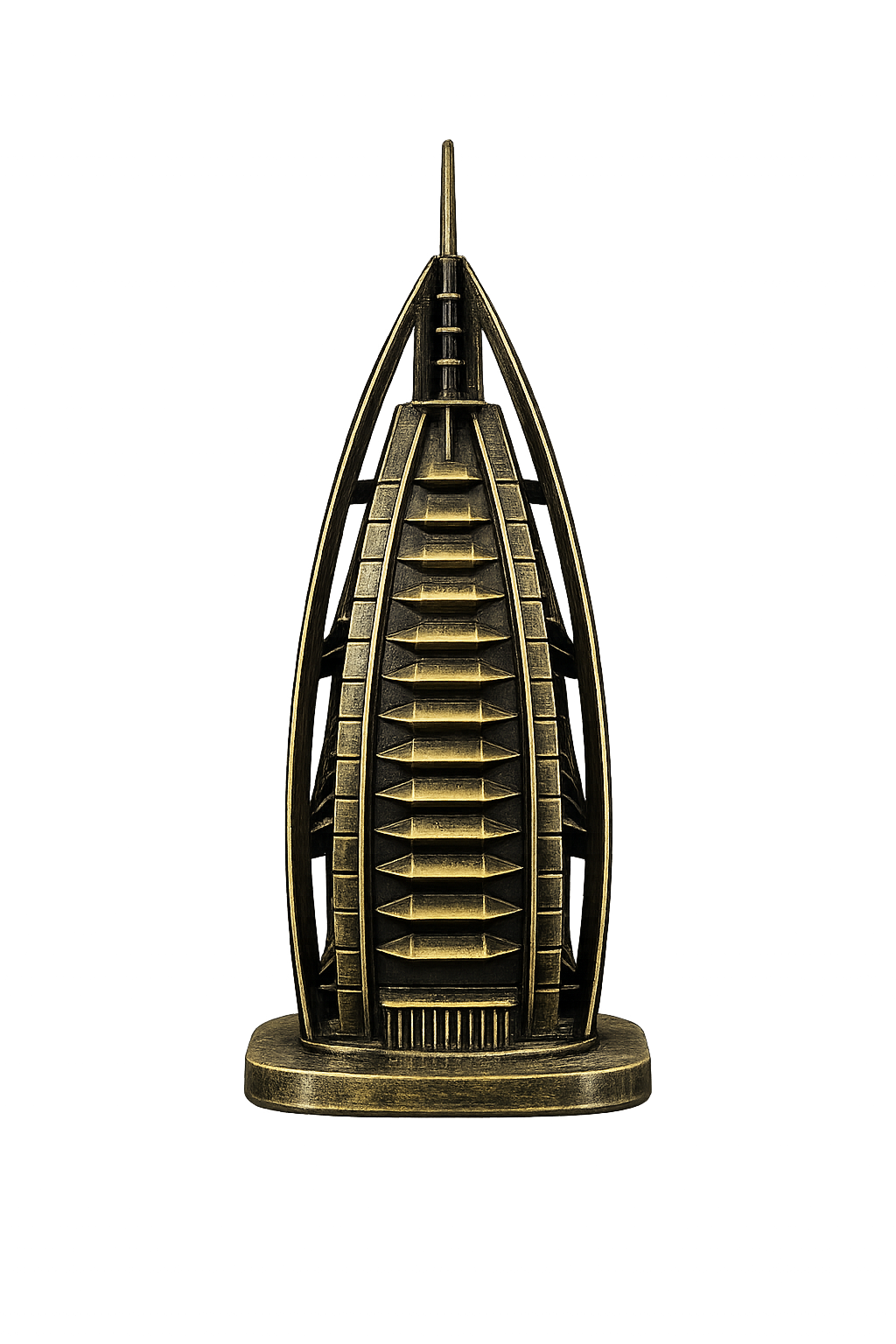Burj Al Arab Decorative Showpiece | Antique Gold Metal Landmark Sculpture