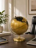 Luxury Gold & Black Rotating World Globe – Premium Tabletop Decorative Globe