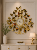 Luxury Golden Tree of Life Wall Clock – Elegant Leaf Branch Design