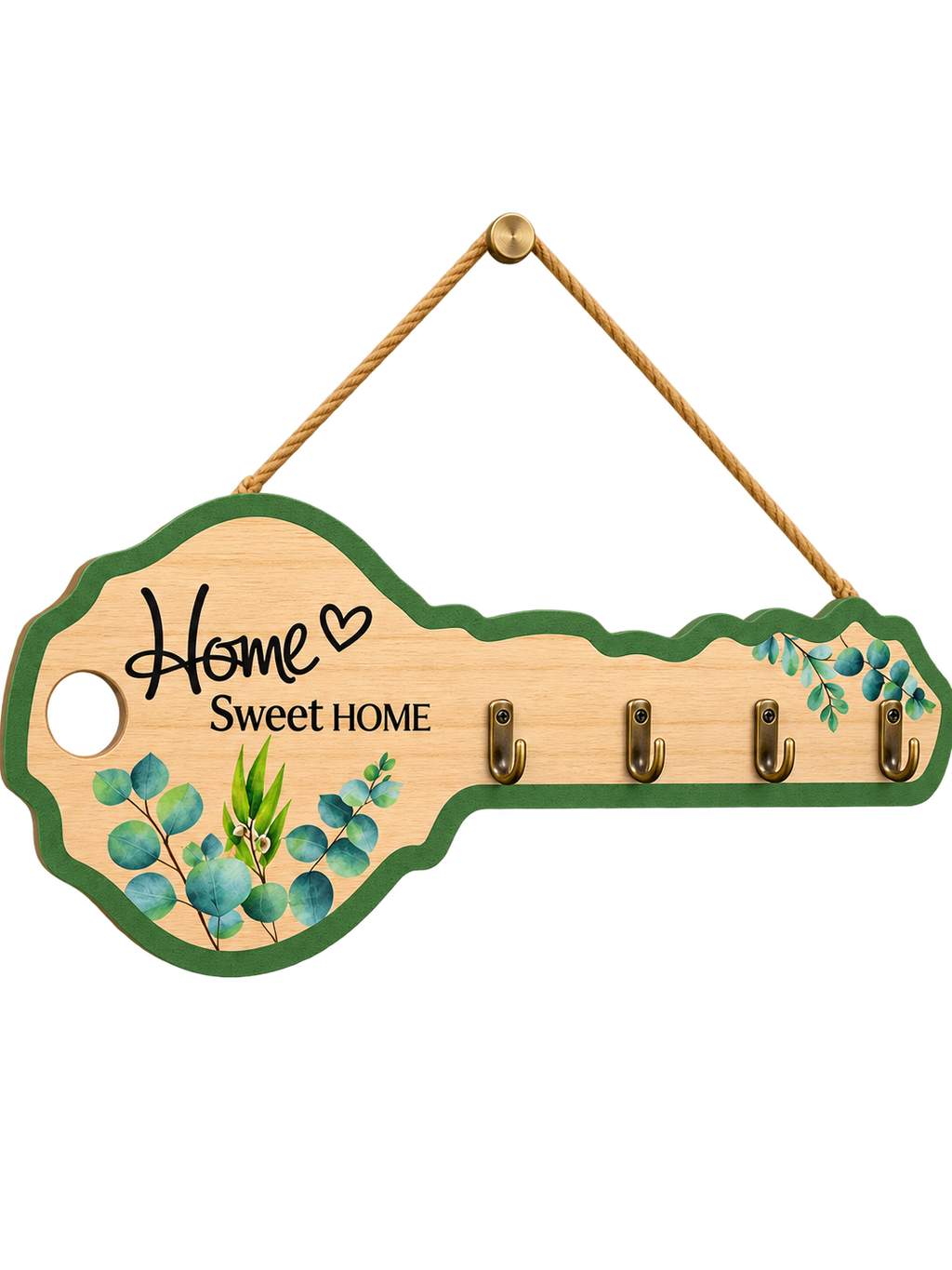 Home Sweet Home Wooden Key Holder – Wall-Mounted Key Organizer & Decorative Wall Décor