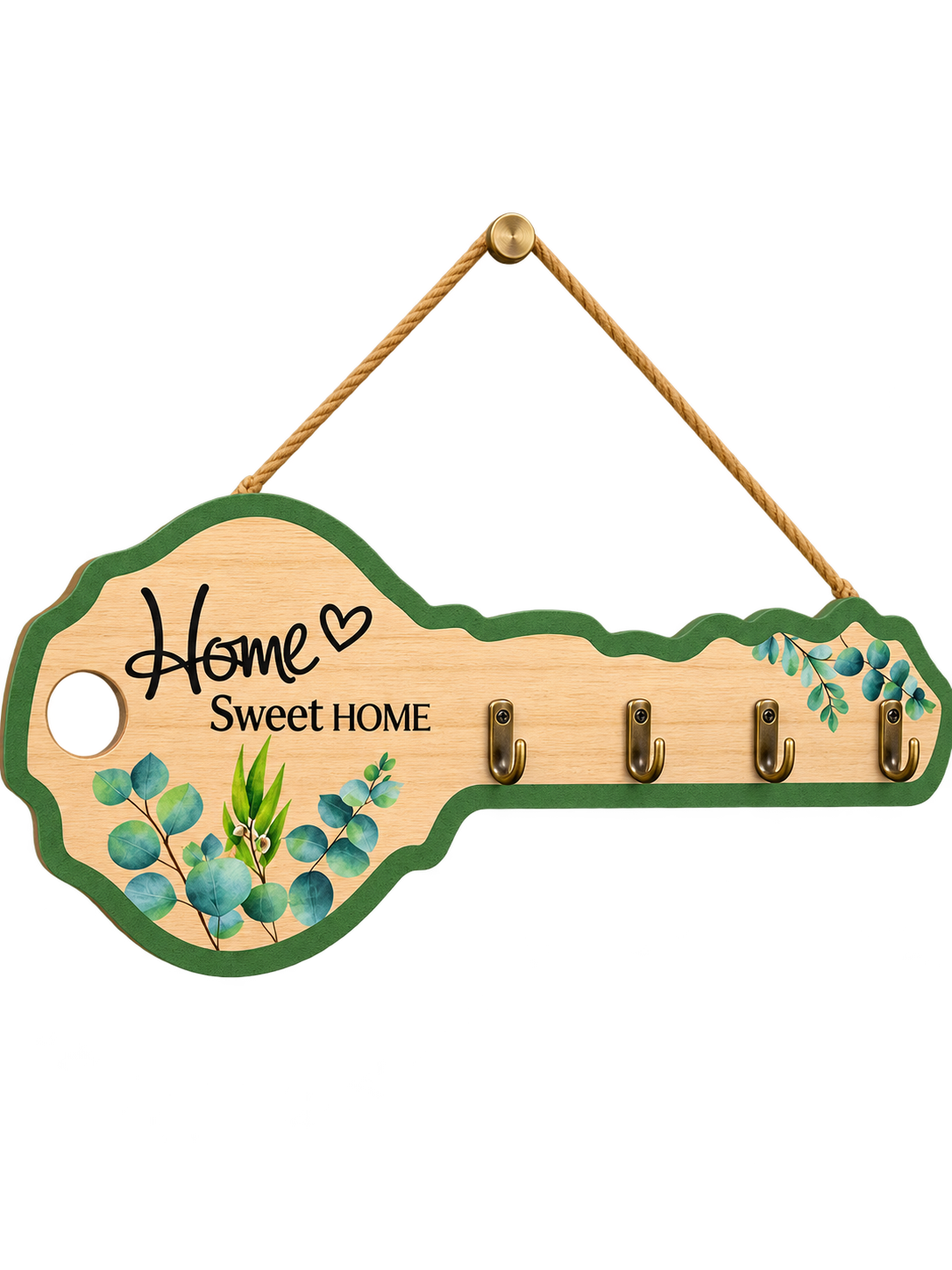 Home Sweet Home Wooden Key Holder – Wall-Mounted Key Organizer & Decorative Wall Décor