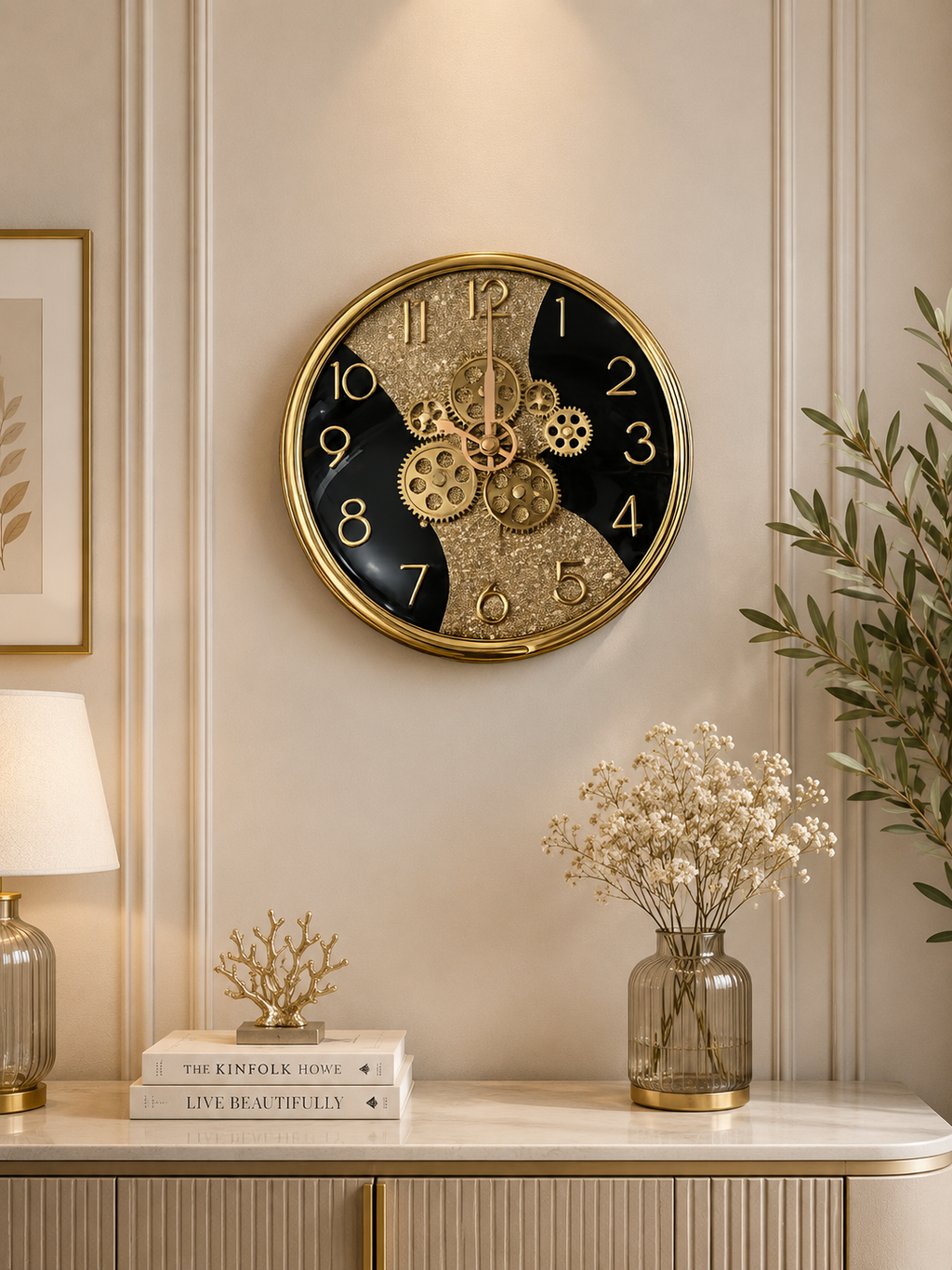Luxury Black & Gold Decorative Wall Clock | Modern Silent Quartz Wall Clock | Premium Home Décor
