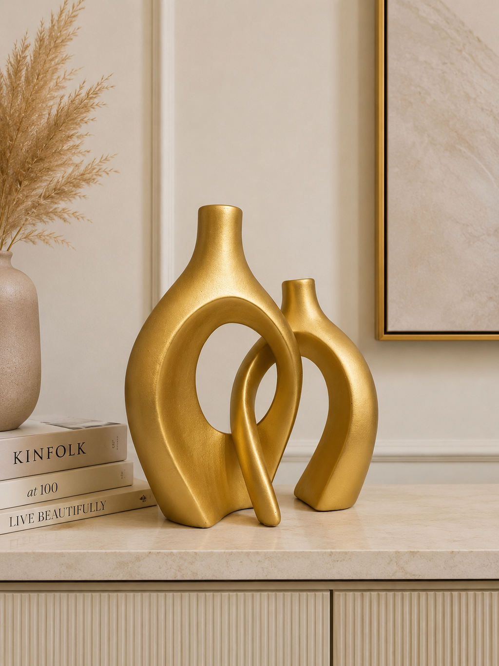 2-Piece Half Donut Decorative Vase Set | Modern Abstract Home Décor