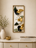 Luxury Black, Gold & White Floral Metal Wall Art – Modern Decorative Wall Panel