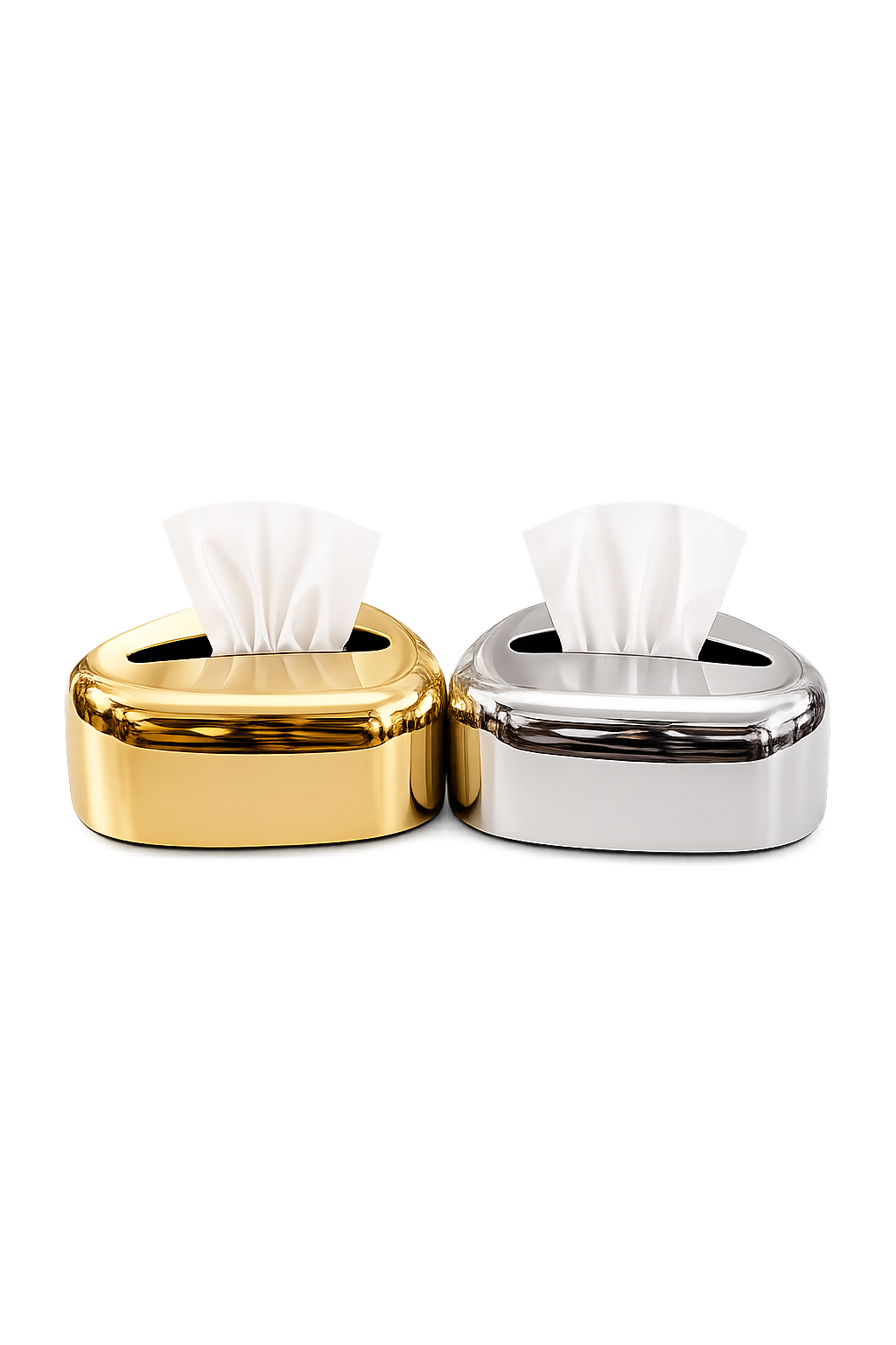 Modern Oval Metallic Tissue Box Holder | Luxury Decorative Tissue Case | Premium Plastic Tissue Organizer