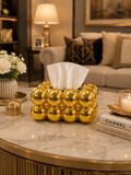 Luxury Gold Bubble Plastic Tissue Box Holder | Modern Decorative Tissue Case for Living Room, Office & Vanity