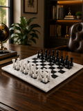 Premium Marble Chess Set – Luxury Black & White Marble Chess Board