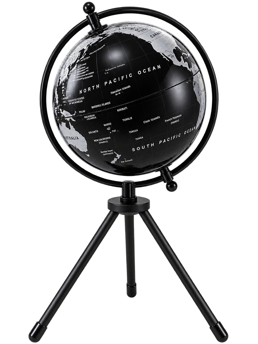 360° Rotating World Globe with Tripod Stand – Black & White Decorative Globe