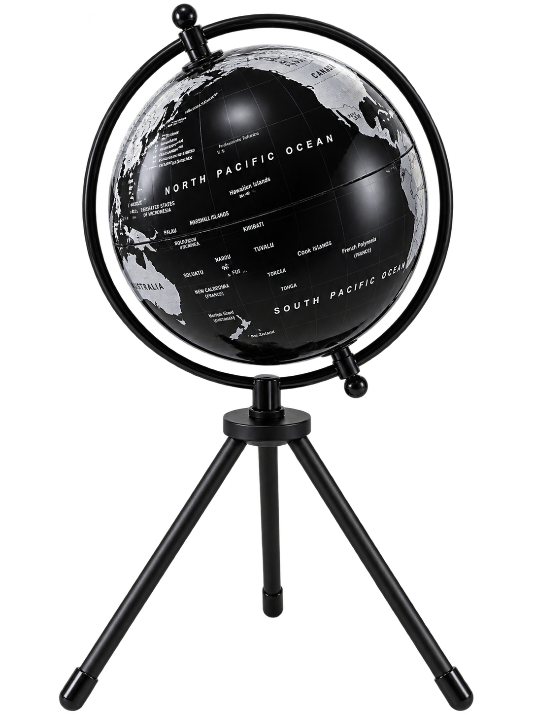 360° Rotating World Globe with Tripod Stand – Black & White Decorative Globe