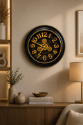 Luxury Black & Gold Moving Gear Wall Clock – Modern Silent Decorative Wall Clock for Living Room