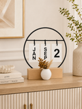 Perpetual Flip Calendar with Mini Vase | Wooden Desktop Calendar | Modern Home & Office Desk Decor