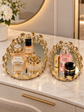 Luxury Gold Ginkgo Leaf Mirrored Decorative Tray Set of 2
