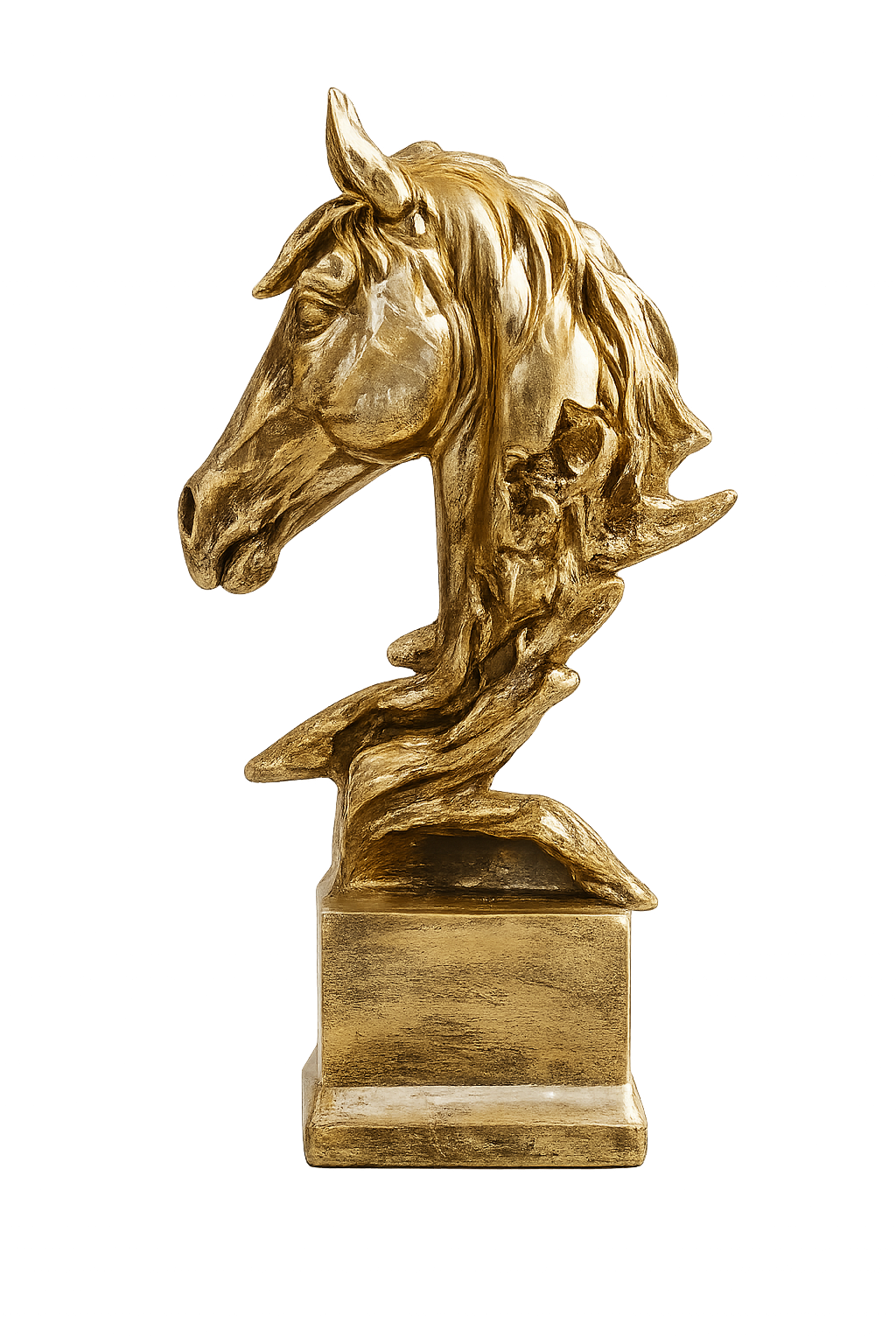 Luxury Golden Horse Head Sculpture | Modern Resin Horse Statue | Elegant Tabletop Home Décor Accent