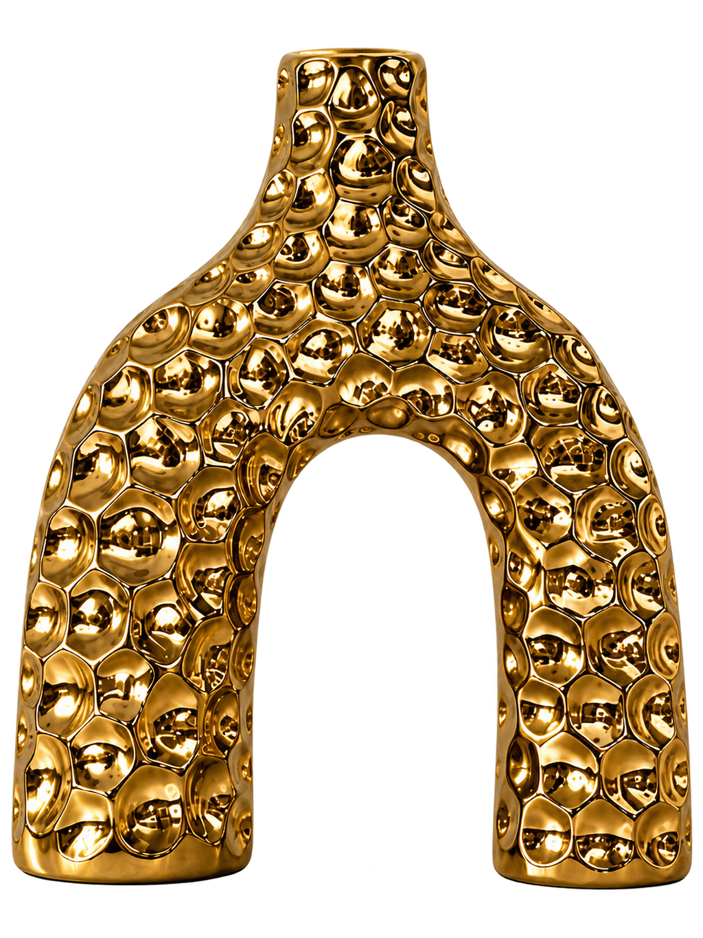 Luxury Gold Arch Decorative Vase – Textured Modern Home Décor
