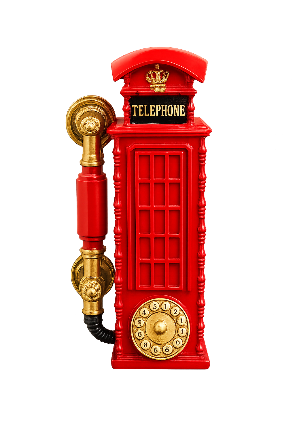 Vintage Red British Telephone Booth Decorative Showpiece – Resin Table Decor