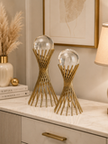 Luxury Golden Crystal Ball Decorative Showpiece Set of 2