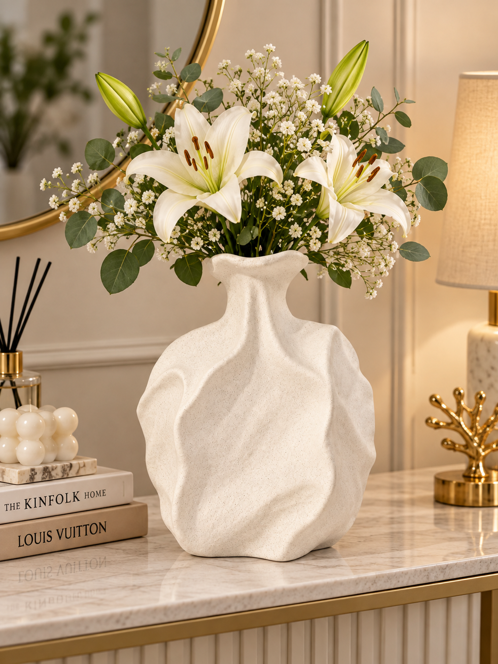 Elegant Textured Ceramic Vase – Modern Sculptural Decorative Vase