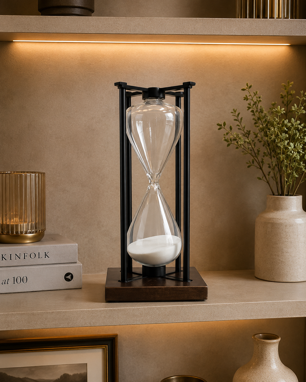 Luxury Glass Hourglass Sand Timer – Modern Decorative Table Accent