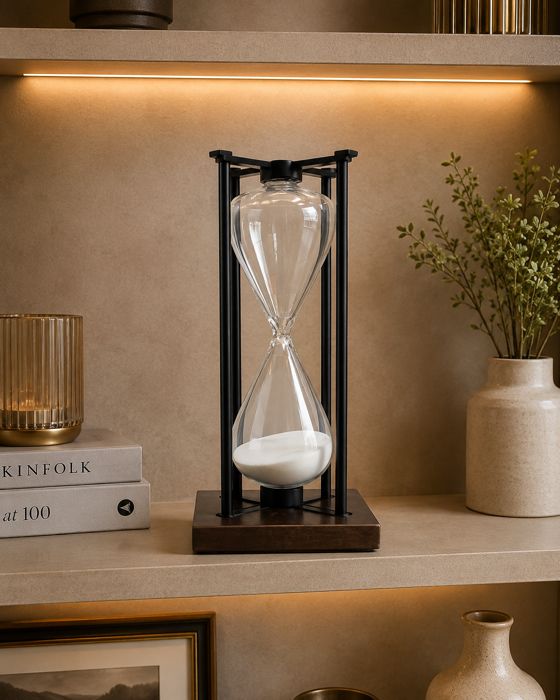 Luxury Glass Hourglass Sand Timer – Modern Decorative Table Accent