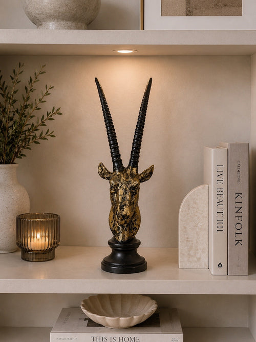 Abstract Antelope Head Sculpture | Luxury Resin Gazelle Bust Statue | Modern Animal Showpiece for Home & Office Décor