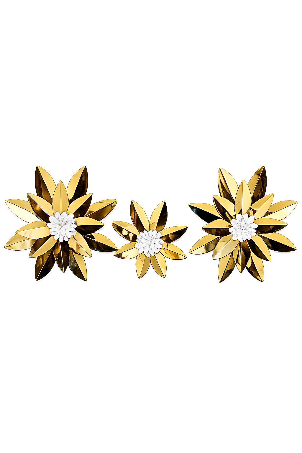 Luxury 3-Piece Gold Floral Metal Wall Art | Modern Flower Wall Décor | Living Room & Bedroom Decoration