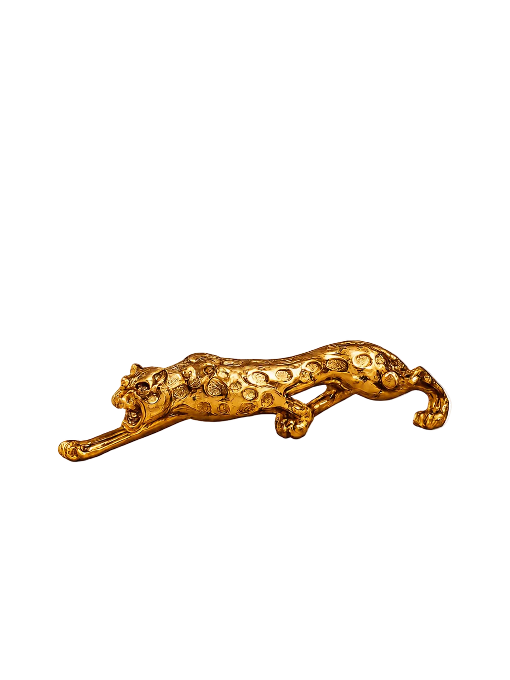 Luxury Golden Leopard Sculpture | Modern Resin Tabletop Animal Figurine | Home Décor Accent