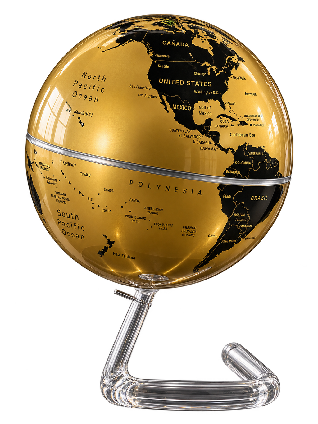 Premium Rotating Golden World Globe with Transparent Stand | Luxury Decorative Spinning Globe for Office, Home & Study