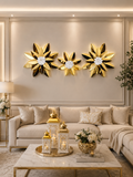 Luxury 3-Piece Gold Floral Metal Wall Art | Modern Flower Wall Décor | Living Room & Bedroom Decoration