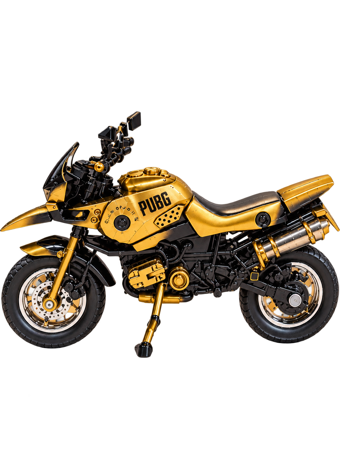 Premium PUBG-Inspired Gold & Black Motorcycle Decorative Showpiece