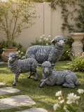Luxury Sheep Family Garden Statue Set | Outdoor Resin Lawn Sculptures | Farm Animal Décor (Set of 3)