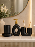 Modern 3-Piece Ceramic Bathroom Accessories Set | Soap Dispenser, Tumbler & Toothbrush Holder