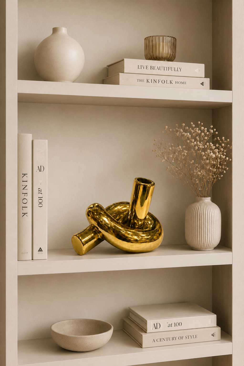 Modern Gold Knot Ceramic Sculpture – Luxury Abstract Decorative Showpiece for Home & Office