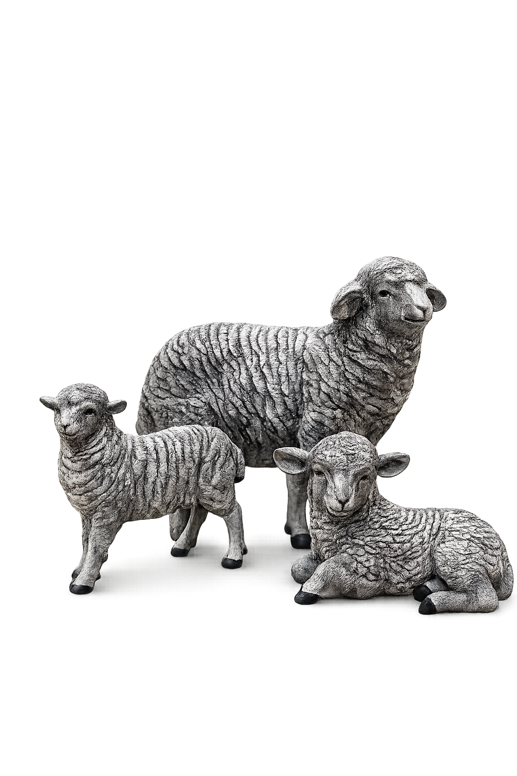 Luxury Sheep Family Garden Statue Set | Outdoor Resin Lawn Sculptures | Farm Animal Décor (Set of 3)