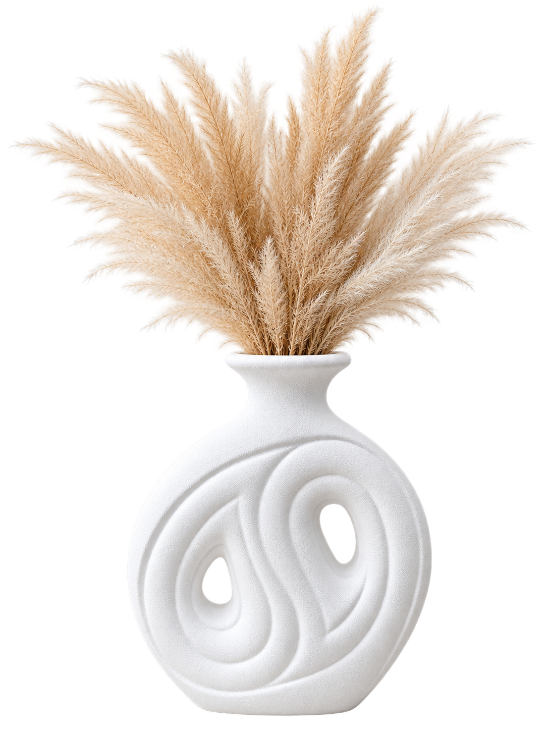 Modern White Abstract Textured Vase – Decorative Tabletop Flower Vase