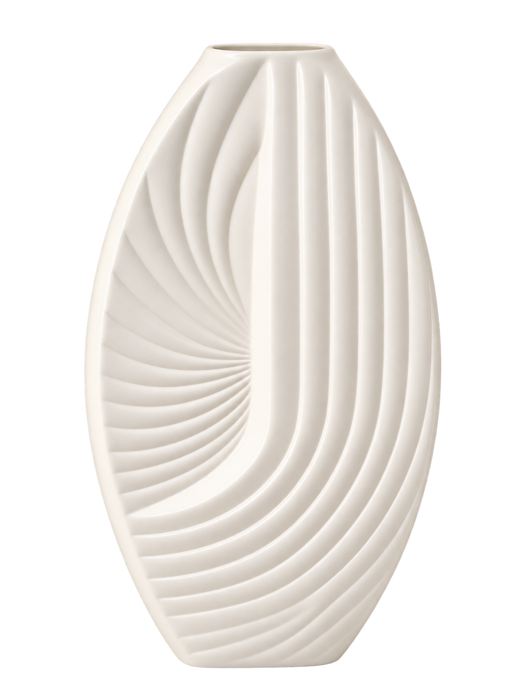Elegant White Textured Ceramic Vase – Modern Ribbed Decorative Vase