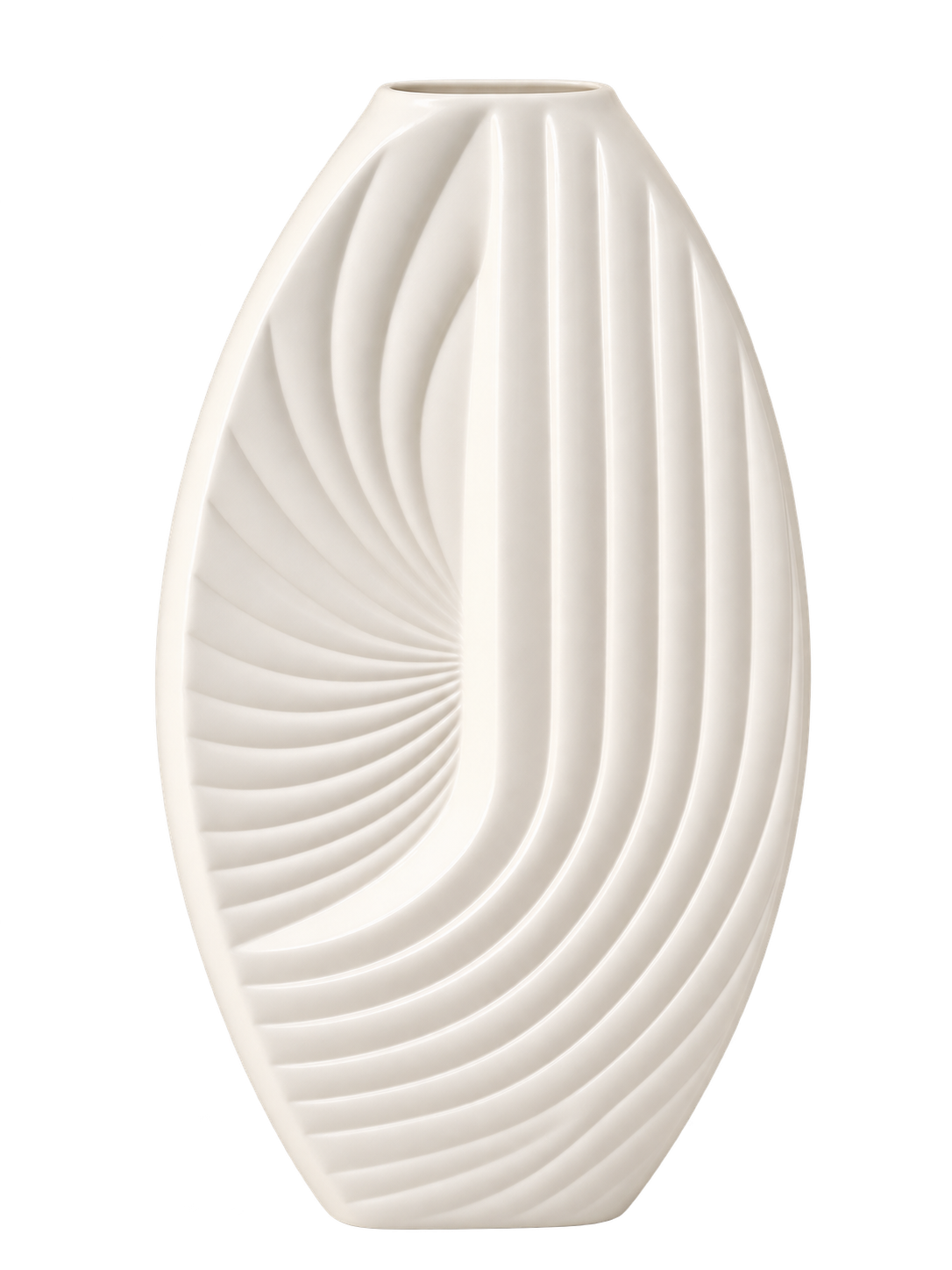 Elegant White Textured Ceramic Vase – Modern Ribbed Decorative Vase