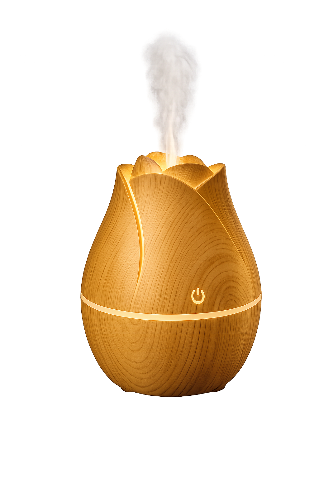Tulip Flower Aroma Diffuser Humidifier with LED Night Light | USB Ultrasonic Essential Oil Diffuser | Wood Grain Air Humidifier