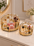 Luxury Gold Crystal Crown Decorative Mirror Tray Set – 2-Piece