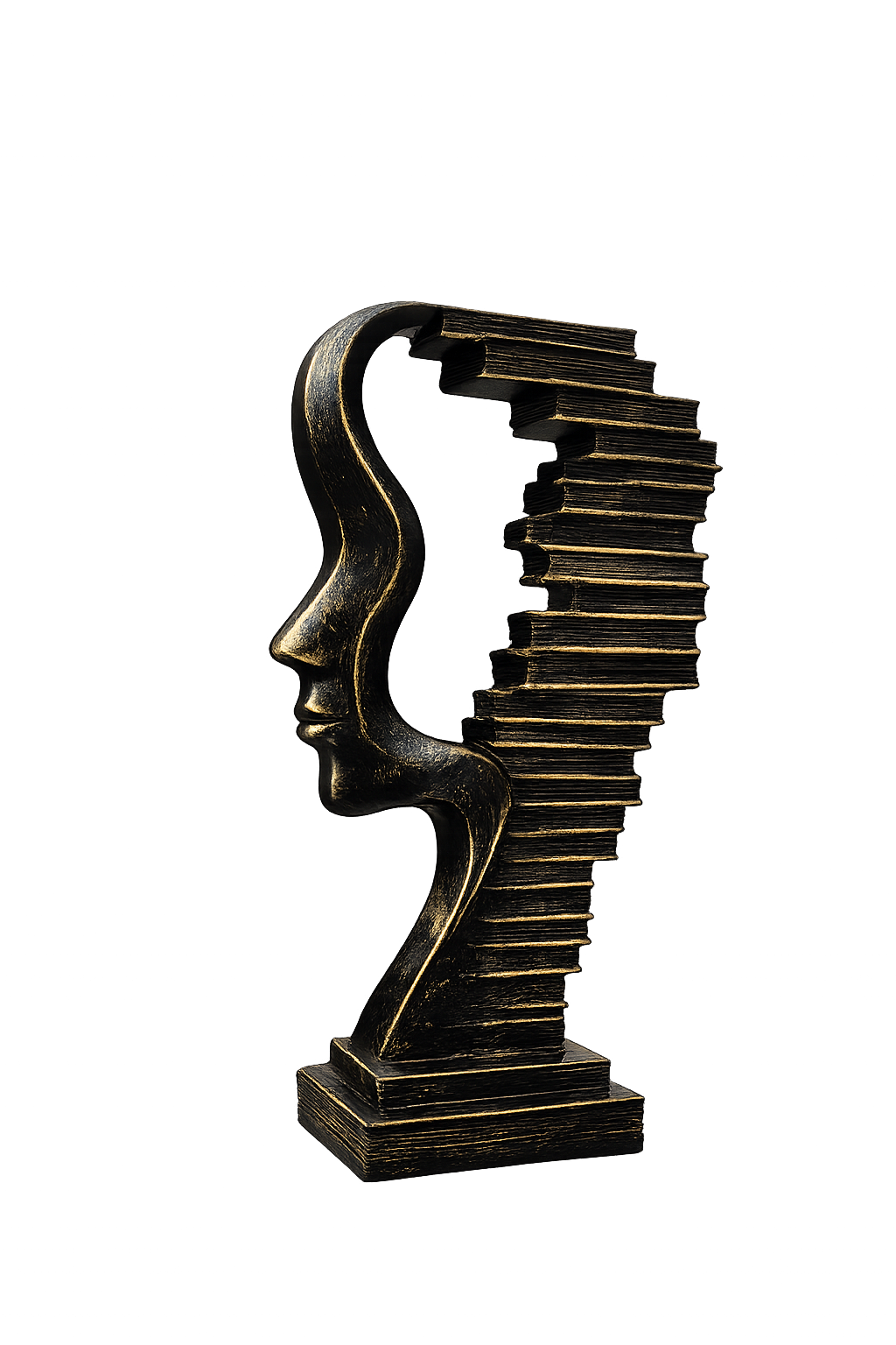 Abstract Face Books Sculpture | Modern Resin Face Statue | Artistic Bookshelf Décor Showpiece